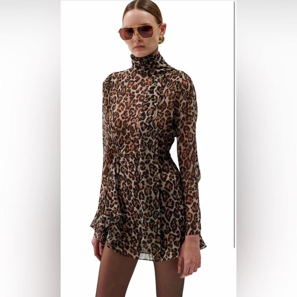 Ronny Kobo Carlotta Dress Size XL NWT Leopard Print Long Sleeve Dress - Picture 3 of 12
